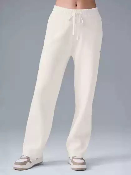 Al*Autumn and Winter New Women's Knitted Loose Cotton Straight Pants Casual High-Waisted Pants Draped Wide-Leg Pants for Women