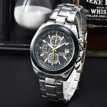 2025 Cross-Border Men's Iron-Plated Three-Button Dial Blue Angel Multifunctional Six-Quartz Watch Manufacturer