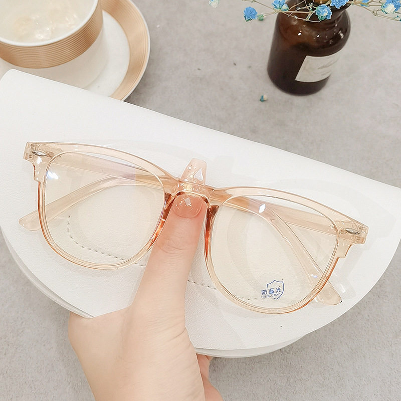 2024 New Internet Celebrity Same Style Myopia Glasses Retro Rice Nail Anti-Blue Light Flat Glasses Transparent Color Elegant Glasses Frame