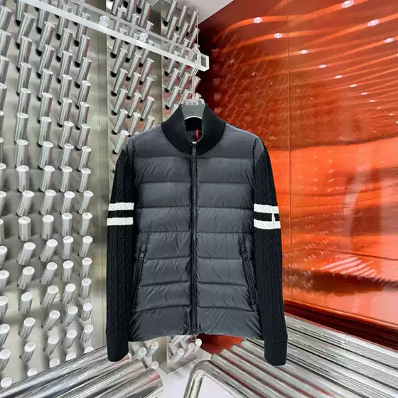 High Version Autumn and Winter Tops for Men and Women Couples 2025 Preppy Style Spliced ​​Wool Knitted Goose down Jacket