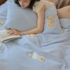 Towel Embroidered Warm Woolen Double-Sided Milk Velvet Four-Piece Set Cute Cartoon Three-Piece Set Thickeneded Warm Bedding