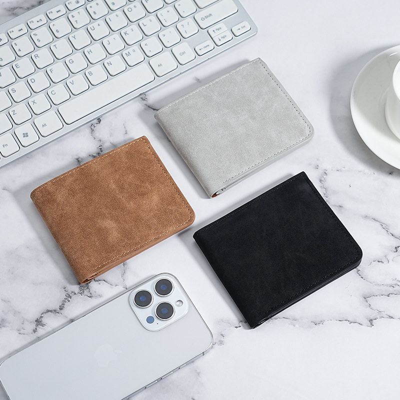 Japanese Unprinted Sandy Wallet Card Holder Men's Ultra-thin Short Wallet Soft Wallet Multi-card Wallet