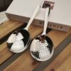 Stainless Steel Short-Handle Soup Spoon, Colander, Restaurant Serving Spoon, Household Rice Spoon, Noodle Spoon, Flour Spoon