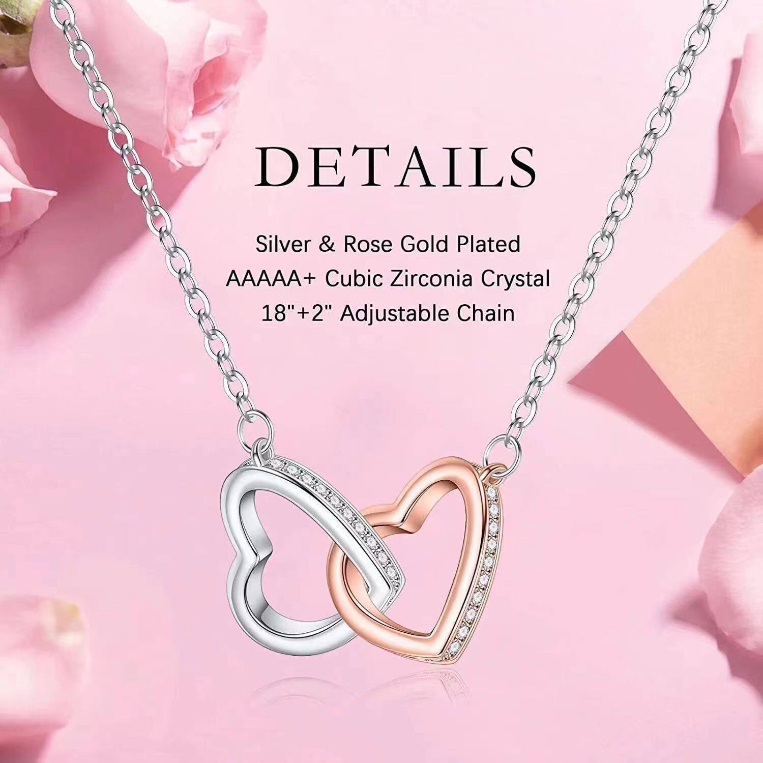 2023 New Double Love necklace for women European and American fashionable elegant all-match double ring clavicle chain Valentine's Day gift