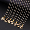 Copper Hollow Heart Letter Versatile 26-Letter Diamond Pendant Necklace Collarbone Chain