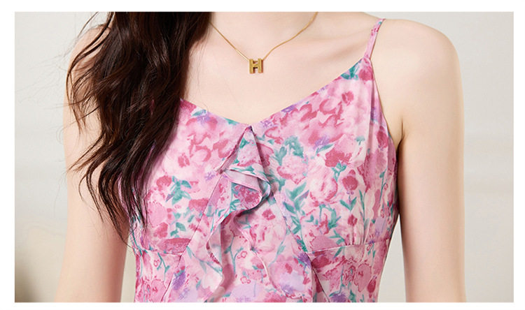 Set Áo Khoác Cardigan Dệt Kim Và Đầm Hai Dây Xòe Họa Tiết Hoa Phong Cách Thanh Lịch Màu Hồng, Xanh chi tiết 28