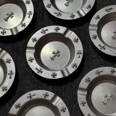 Y2K Retro Old Dark Creative Stainless Steel Cross Cigar Tray Ashtray Storage Tray Photo Props