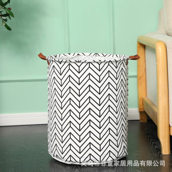 Amazon Cross-border Cotton and Linen Waterproof Dirty Clothes Basket Foldable Storage Basket Household Dirty Clothes Basket Bathroom Laundry Storage Bucket