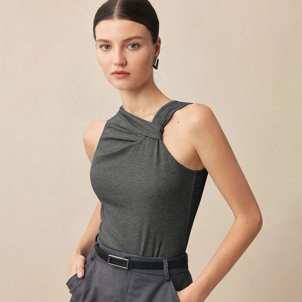 Chic Sleeveless T Shirt Elegant Design Summer Style Comfortable Fit Perfect for Office Wear Wholesale Available
