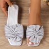 2024 summer new plus size bow flat bottom slippers 2024 summer new fashion versatile women's shoes in stock