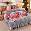 Thickened Milk Velvet Four-Piece Bed Skirt Set Plus Velvet Bed Sheets Quilt Cover Crystal Velvet Baby Velvet Student Three-Piece Set Wholesale