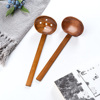 Japanese noodle restaurant spicy hot pot shop custom spoon wholesale LOGO engraved solid wood tortoise shell spoon spoon spoon Colander