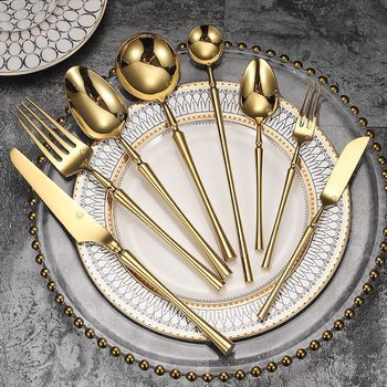 Small waist Golden 304 stainless steel steak fork spoon Western food tableware soup spoon fruit fork tea spoon household chopsticks