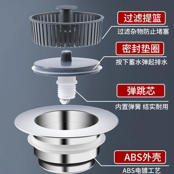 Kitchen Sink Pop-Up Drain Filter Strainer Sink Drain Plug Stopper Cover Sink Basket Pop-Up Strainer