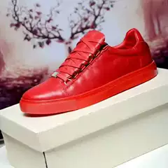 Trendy Shoes 2025 New Low-Top Red Casual Fashion Sports Black Genuine Leather Sneakers Men's Shoes White Shoes German Training Shoes Men's Style