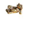 Vintage Brass Creative Desktop Ornament Lucky Frog Paperweight Tea Pet Handheld Piece Old Bronze Wholesale