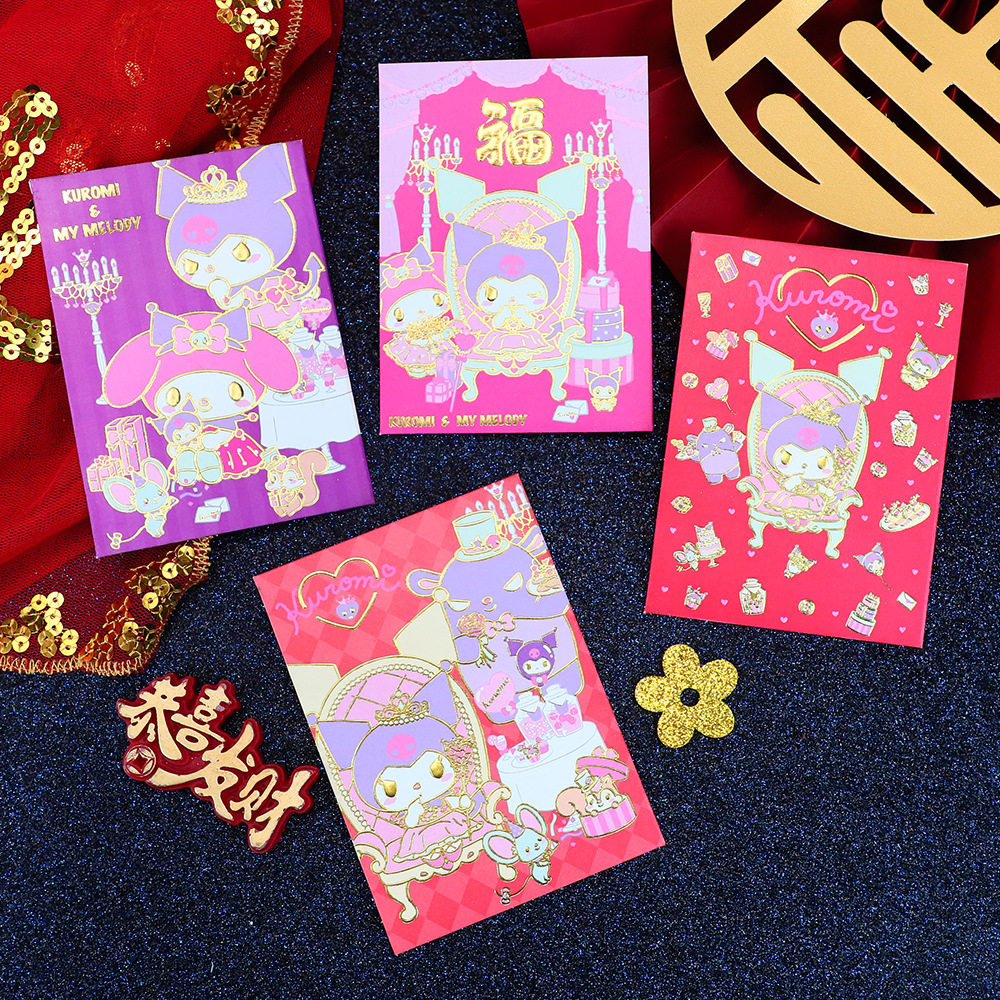 Wholesale Hong Kong Version Genuine Sanrio Kuromi Melody Cartoon Red Envelopes for the Spring Festival, Small Short Creative Red Packets