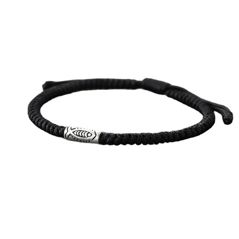 Retro koi Bracelet Men's Fashion ins cold style men's woven bracelet simple distressed small carp beaded bracelet