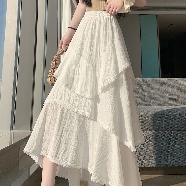 Irregular White Lace Maxi Dress Elegant A Line Silhouette Flowy Design Perfect for Parties Wholesale Available
