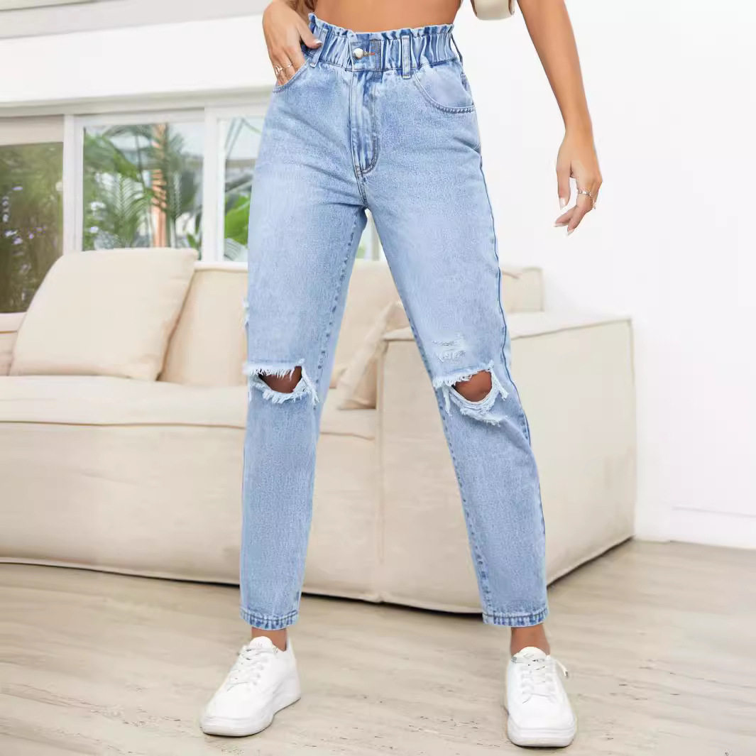 Womens Distressed Straight Leg Jeans Slim Fit Trendy Style Casual Wear Wholesale Available bulk order