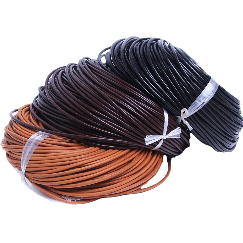 Pure cowhide rope diy accessories black brown color round cowhide rope real cowhide multi-Specification