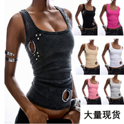 2026 Cross-Border European and American Style Unique Street Fashion Summer New Niche Design K Fashion Eyelet Slim Sexy Tank Top