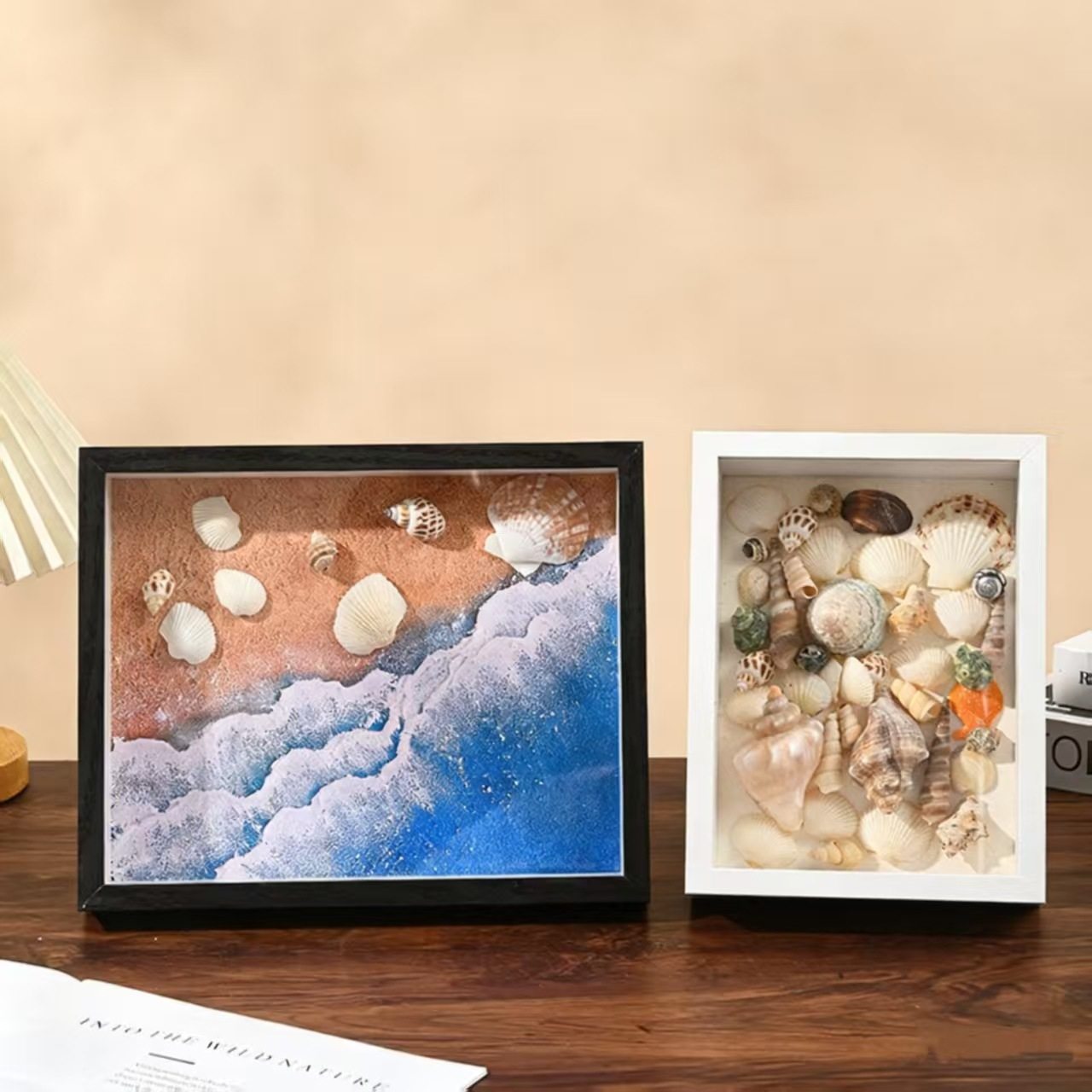 Beach Shell Collection Night Light Frame Picture Frame Hollow Photo Frame Album Creative Decoration Three-Dimensional Ornament with Light