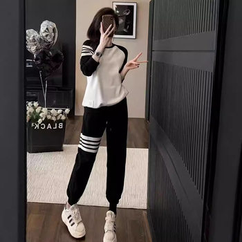 Casual Sports suit Women's Spring and Autumn 2024 New plus size Sweat Loose Slimming Fashion Running Clothes Two-piece Set