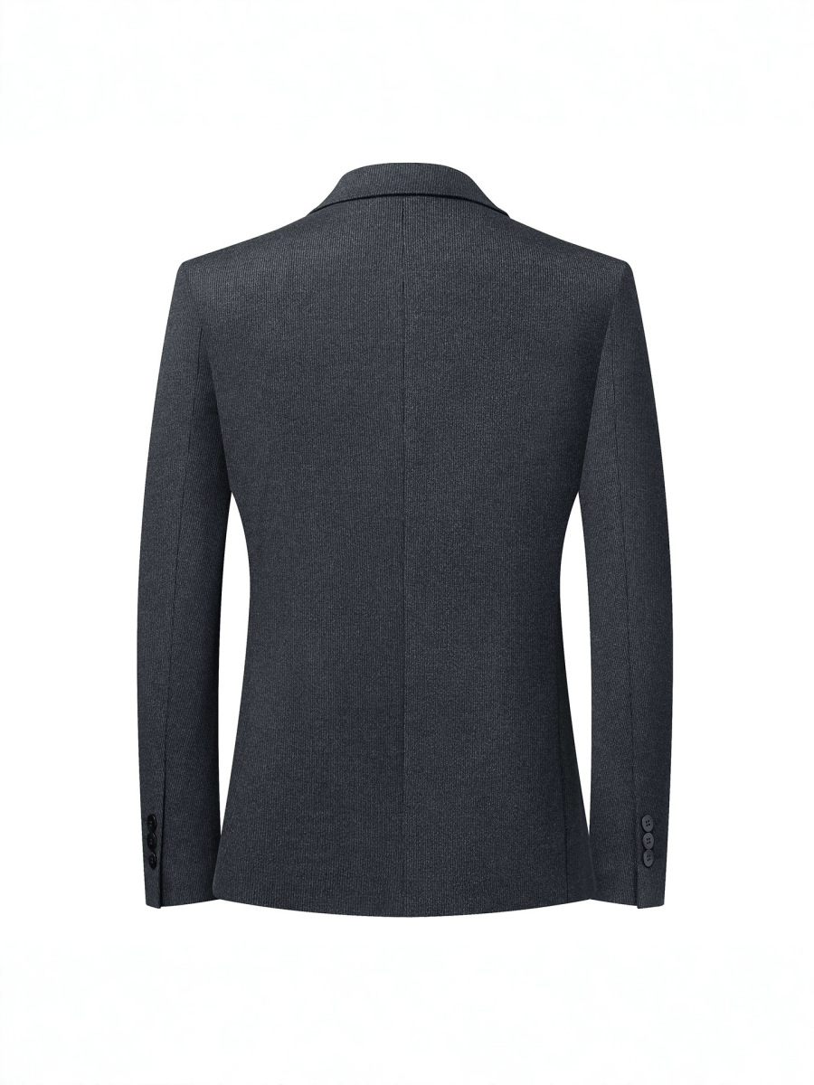 Áo vest nam vải dạ len lông cừu cổ ve nhọn hai cúc dáng ôm — Màu xanh dương
