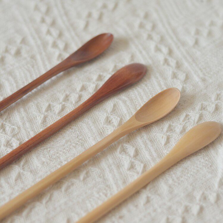 25cm Long Handle Wooden Spoon Honey Stirring Spoon Lotus Wood Thin Handle Spoon Long Wooden Spoon Can Be Printed with Logo