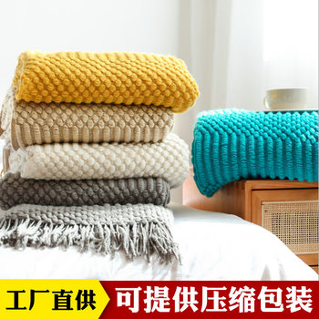 Nordic sofa blanket hotel bed tail towel bean blanket tassel shawl blanket bed tail cloth blanket bed bed towel wholesale