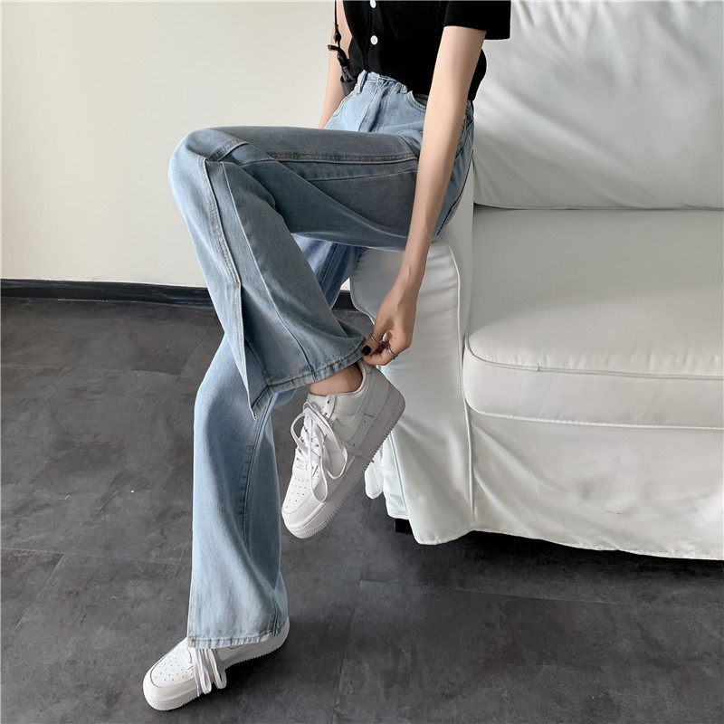 High Waisted Wide Leg Jeans Loose Fit Floor Length Split Hem Spring Summer Fashion Wholesale Available