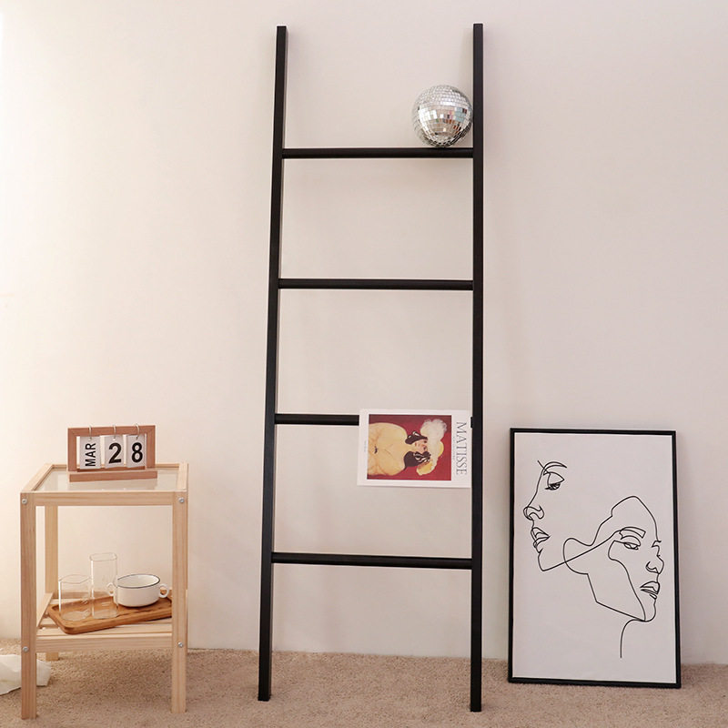 Solid wood floor hanger space-saving bathroom towel rack clothes shooting wall background rack trapezoidal display rack