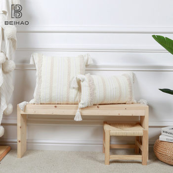 Geometric Tufted Pillow Tassel Off-White Stripesd Xiaohongshu Model Room Amazon Home Living Room Sofa Cushion Cover