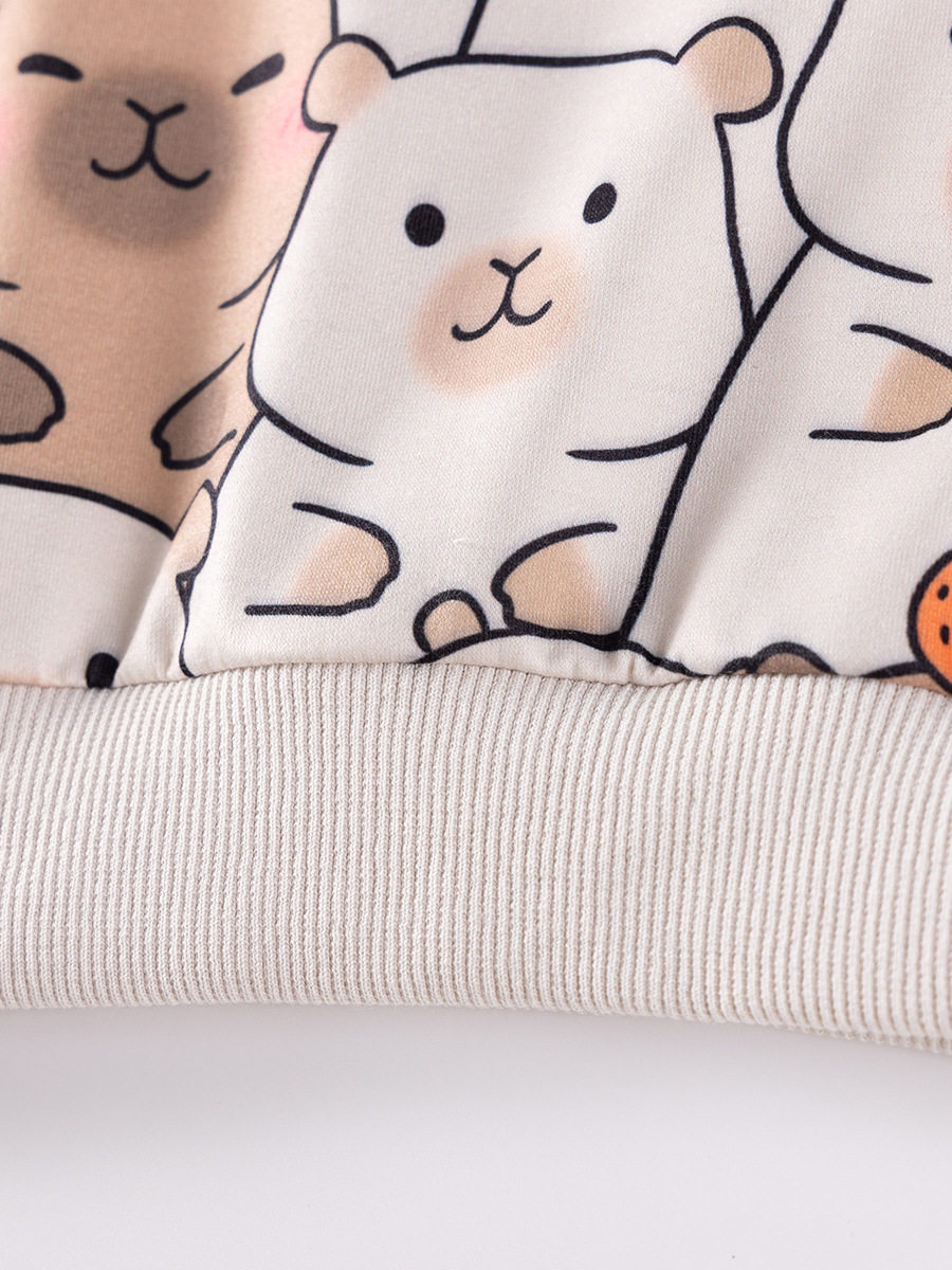 Cute Cartoon Girls' Set, Autumn Long-sleeve Kids' Outfit, 2-piece Fall Wear