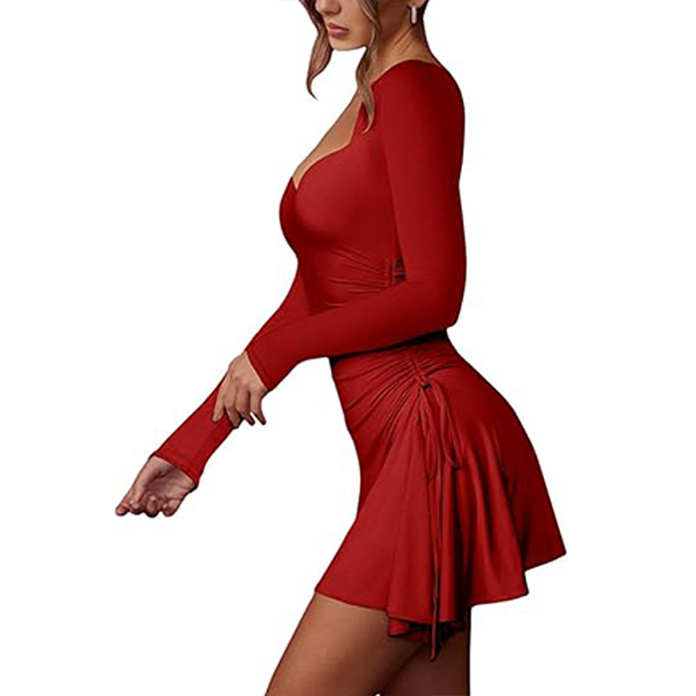 Womens A Line Bodycon Dress Sexy Sweet Spring Summer Style Red Color Comfortable Fabric Wholesale Available