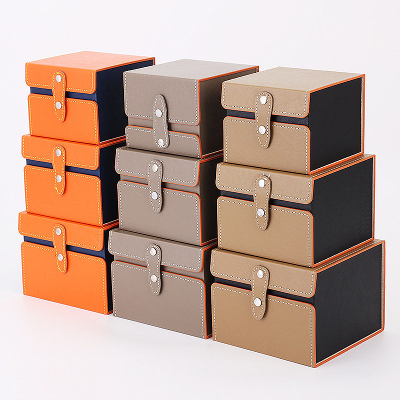 Leather Oil Edge Brocade Box Purple Sand Pot Master Tea Cup Silver Pot Packaging Empty Box Building Jade Handicraft Storage Gift Box