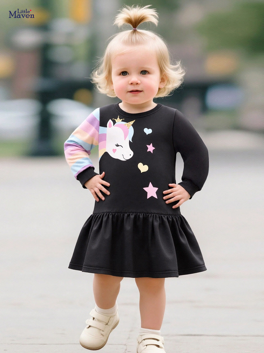 Cartoon Girls' Dress, Autumn Cute Kids' Dress, Style Princess Dress
