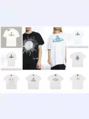 25 New Summer Styles, Niche Trendy Brand Vivi Saturn Logo Printed Short-Sleeved Loose Casual T-Shirt for Men and Women Couples