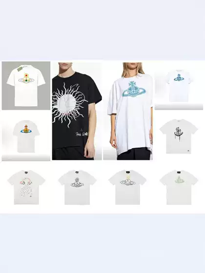 25 New Summer Styles, Niche Trendy Brand Vivi Saturn Logo Printed Short-Sleeved Loose Casual T-Shirt for Men and Women Couples