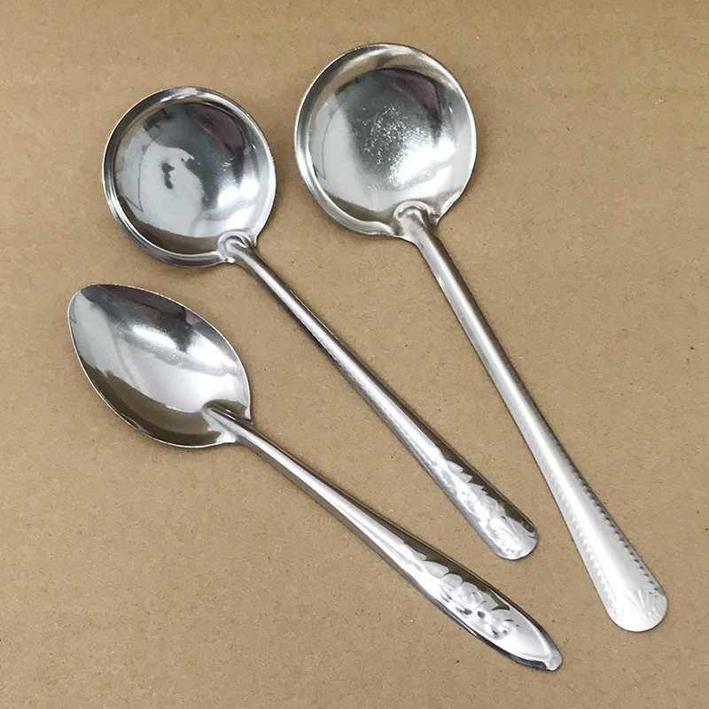 Source Manufacturer Stainless Steel Spoon Rose Spoon Round Spoon Household Flat-Bottomed Spoon Student Cafeteria Restaurant Eating Spoon Soup Spoon