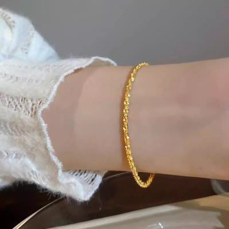Sparkling Bracelet Women's Light Luxury Niche Design Broken Gold Bracelet Temperament 2025 Summer New Trendy Hand Accessories