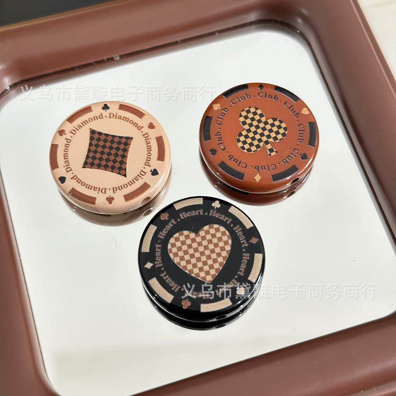 DIY Jewelry Accessories Acrylic Round Pieces Printed Playing Card Milk Pieces Oblique Hole Beaded Bracelet Necklace Jewelry Clothing