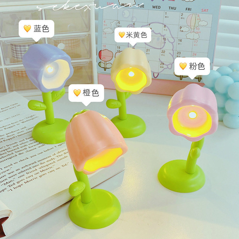 New Small Flower Pot Mini Night Light Cute Ornaments Desktop Cute Ins Table Lamp Girl Heart Kidsren's Gift