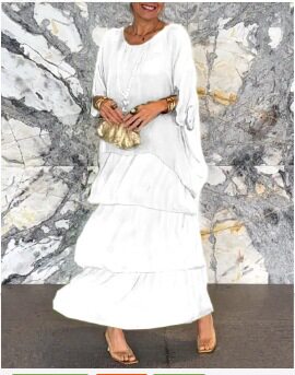 Chiffon Batwing Sleeve Maxi Dress Elegant Round Neck Trendy Design Lightweight Fabric Perfect for Spring Summer