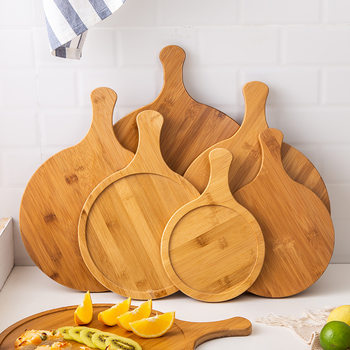 Bamboo and Wood Pizza Board Baking Cutting Board Bread Board Board Bread Board Bottom Cake Tray Dessert Chopping Board Chopping Board Steak Wooden Plate