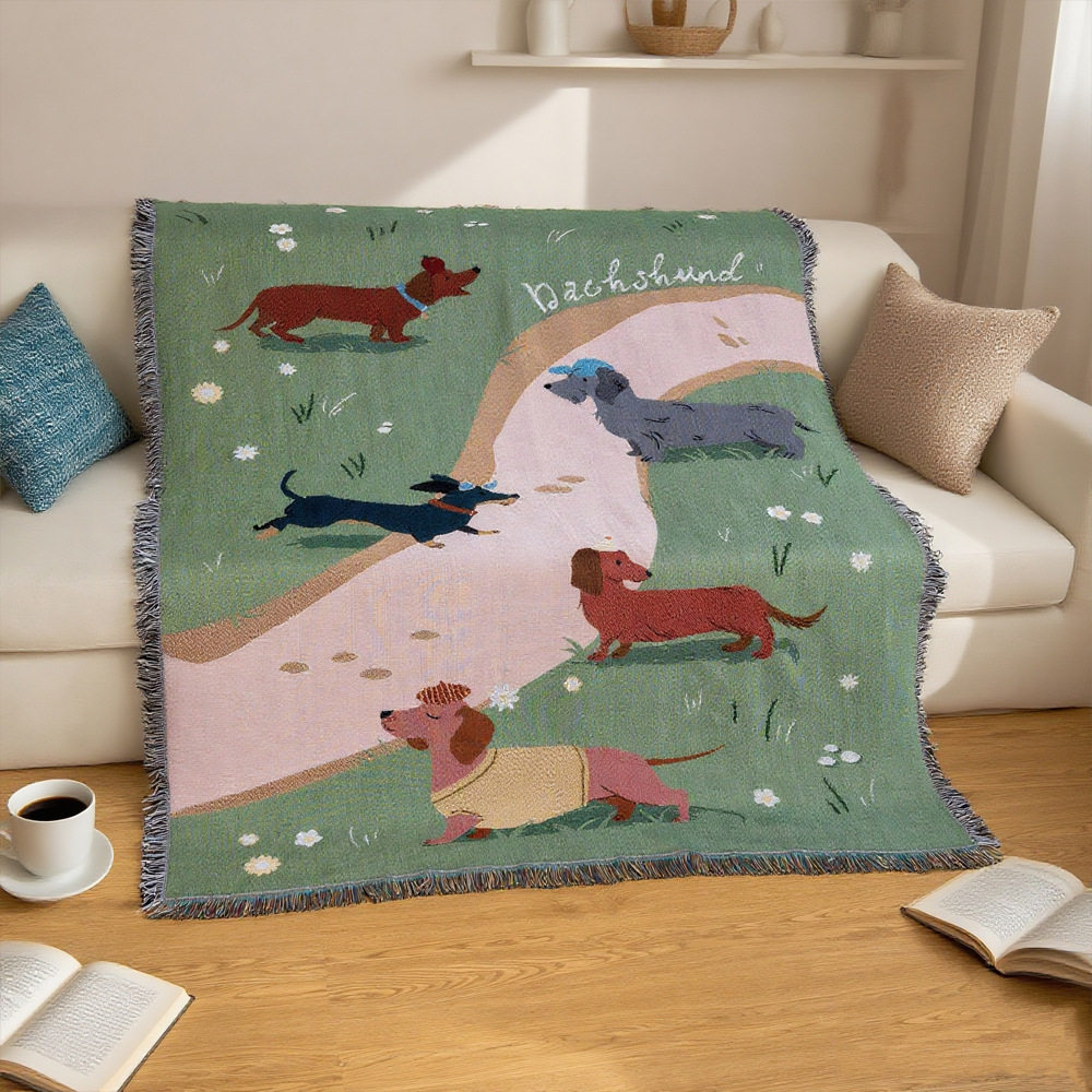 Ins Style Art Line Blanket Office Nap Blanket Outdoor Camping Style Blanket High-End Gift Blanket Jacquard Tapestry Customization