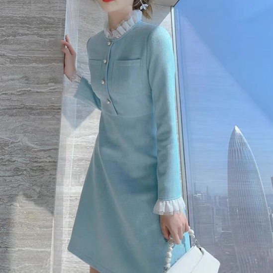 Elegant Womens Dress Slimming Fit Waist Defined French Style Perfect for Spring and Autumn Wholesale Available