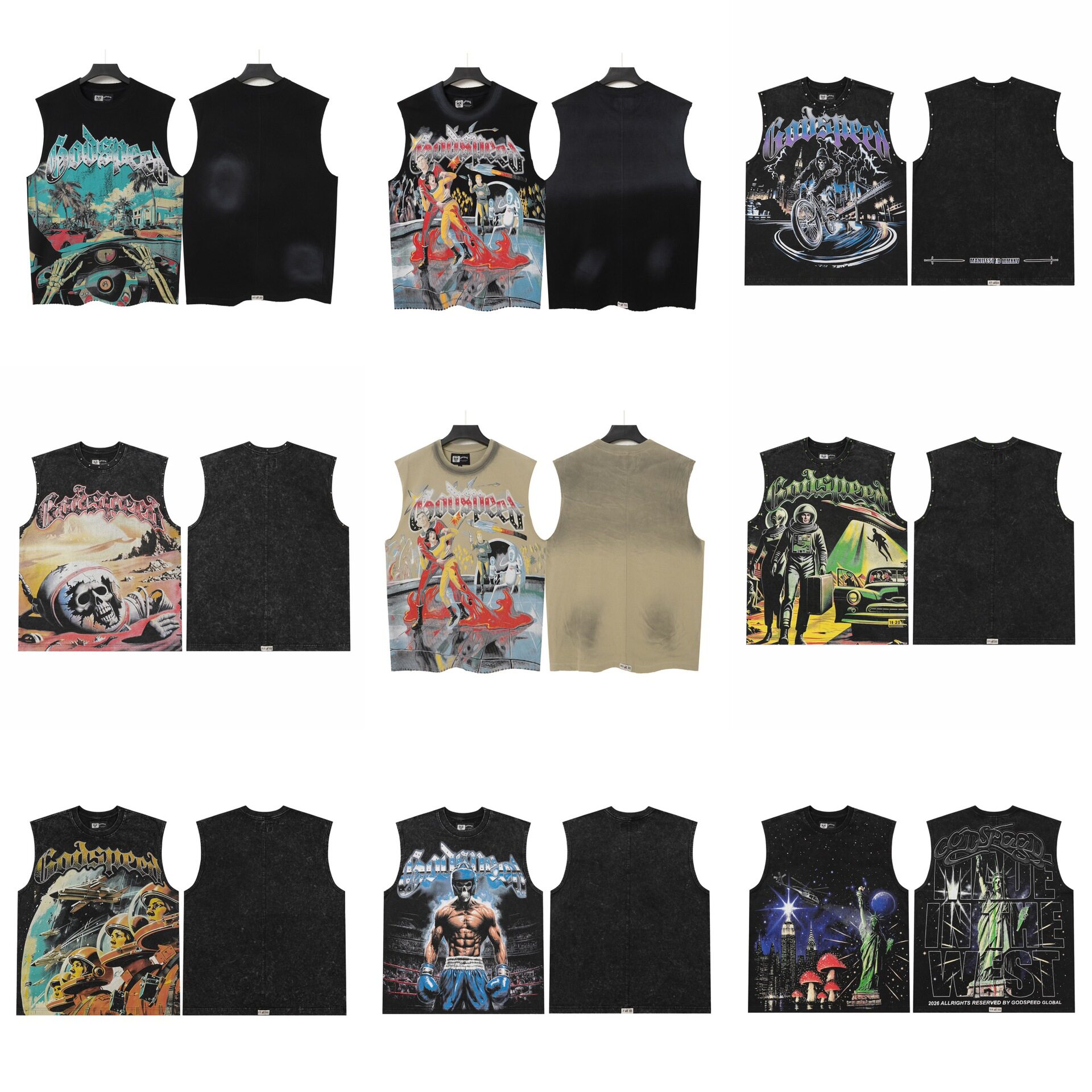 เสื้อกั๊กวินเทจสไตล์สตรีทร็อกอเมริกัน ผ้าวอชดูเก่า คอและชายเสื้อแต่งขาดแต่งเซาะ ประดับพลอยเทียมออสเตรเลีย ไซส์ยุโรป