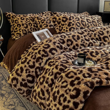 New Skin-Friendly and Comfortable Rabbit Plush Rabbit Velvet Four-Piece Set High Weight Thickeneded Milk Velvet Quilt Cover Winter Four-Piece Set